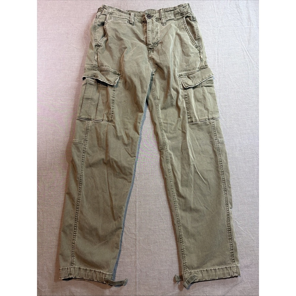 American Eagle Pants Mens 28x30 Slim Lived‎ In Cargo Green Chino Flex Twill